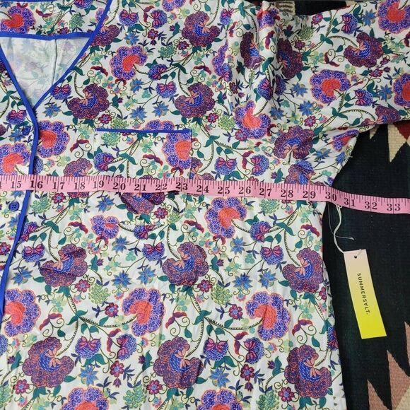 NWT Summersalt The Cloud 9 Silky Pajama Set Plus Sz 2XL White Floral Wide Leg - Picture 6 of 10